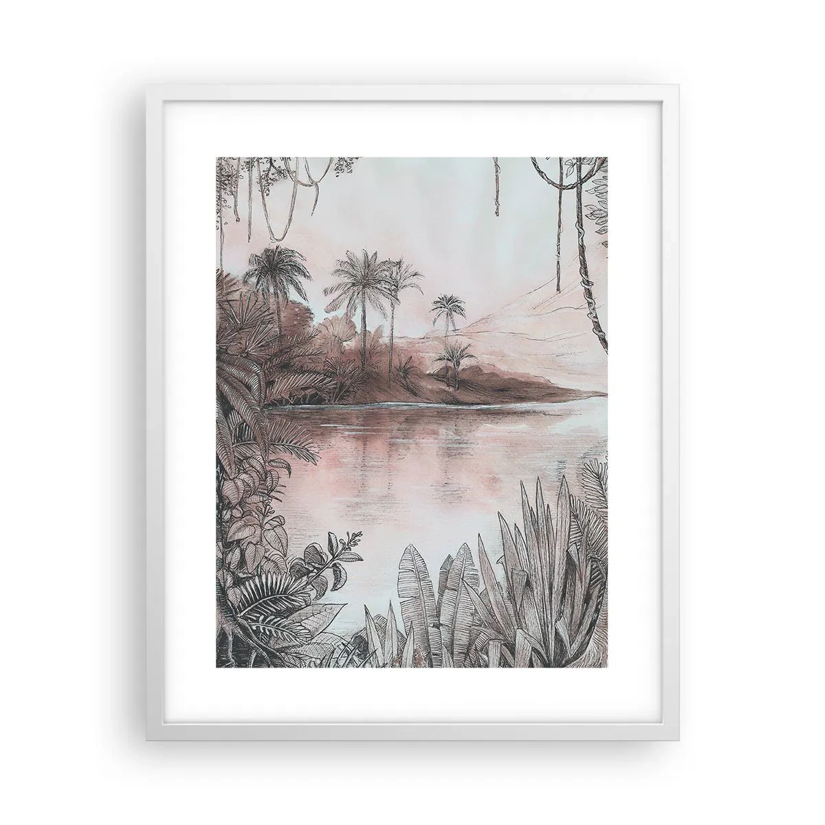 Plakát v bílém rámu - Deník cestovatele z 19. století - 40x50 cm