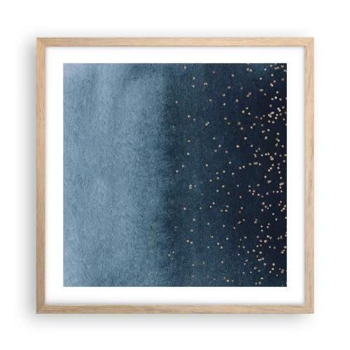 Plakát v rámu světlý dub - Kompozice – modré fáze - 50x50 cm
