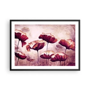 Plakát v černém rámu - Červený a bílý plátek - 70x50 cm