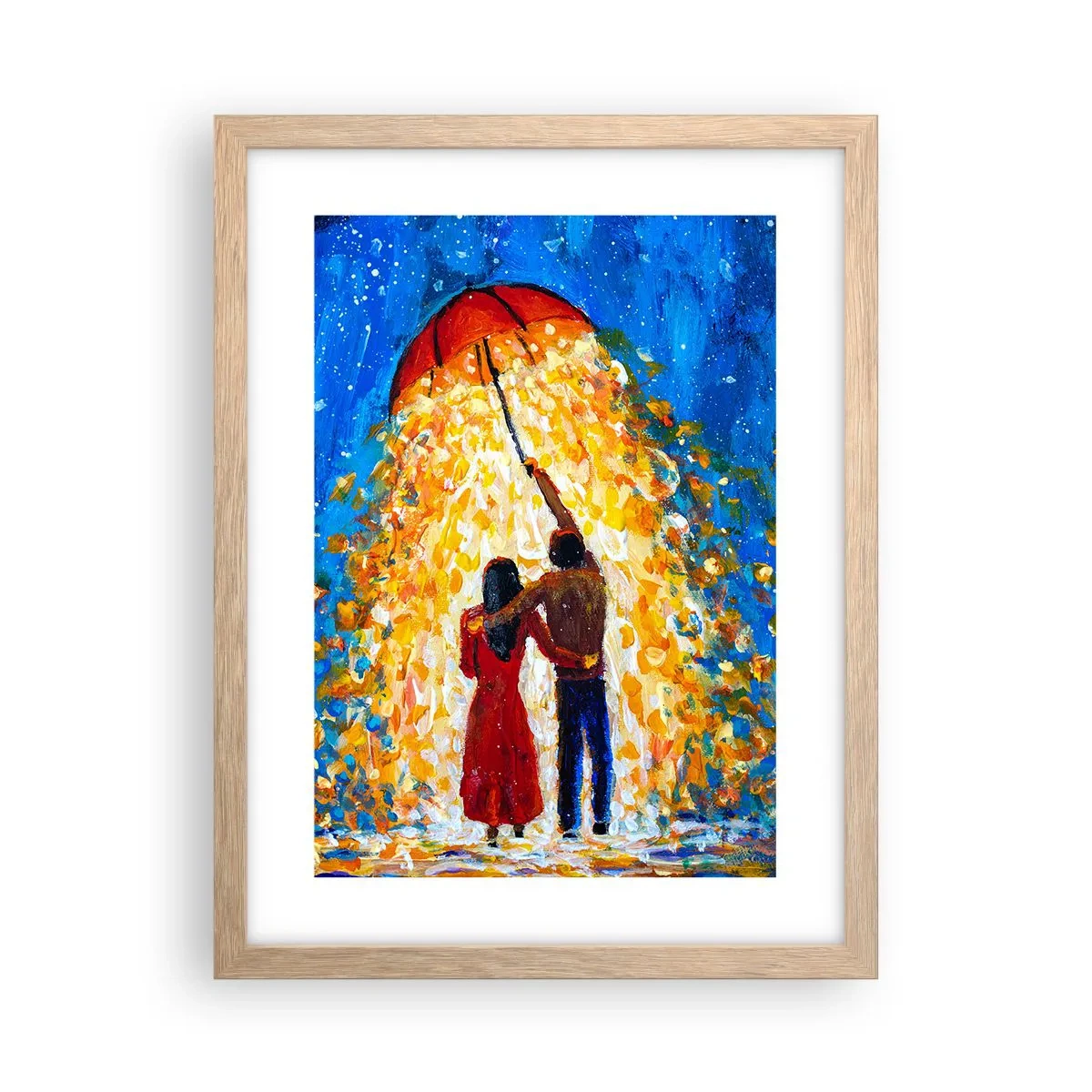 Plakát v rámu světlý dub - Magie deštivého večera? - 30x40 cm