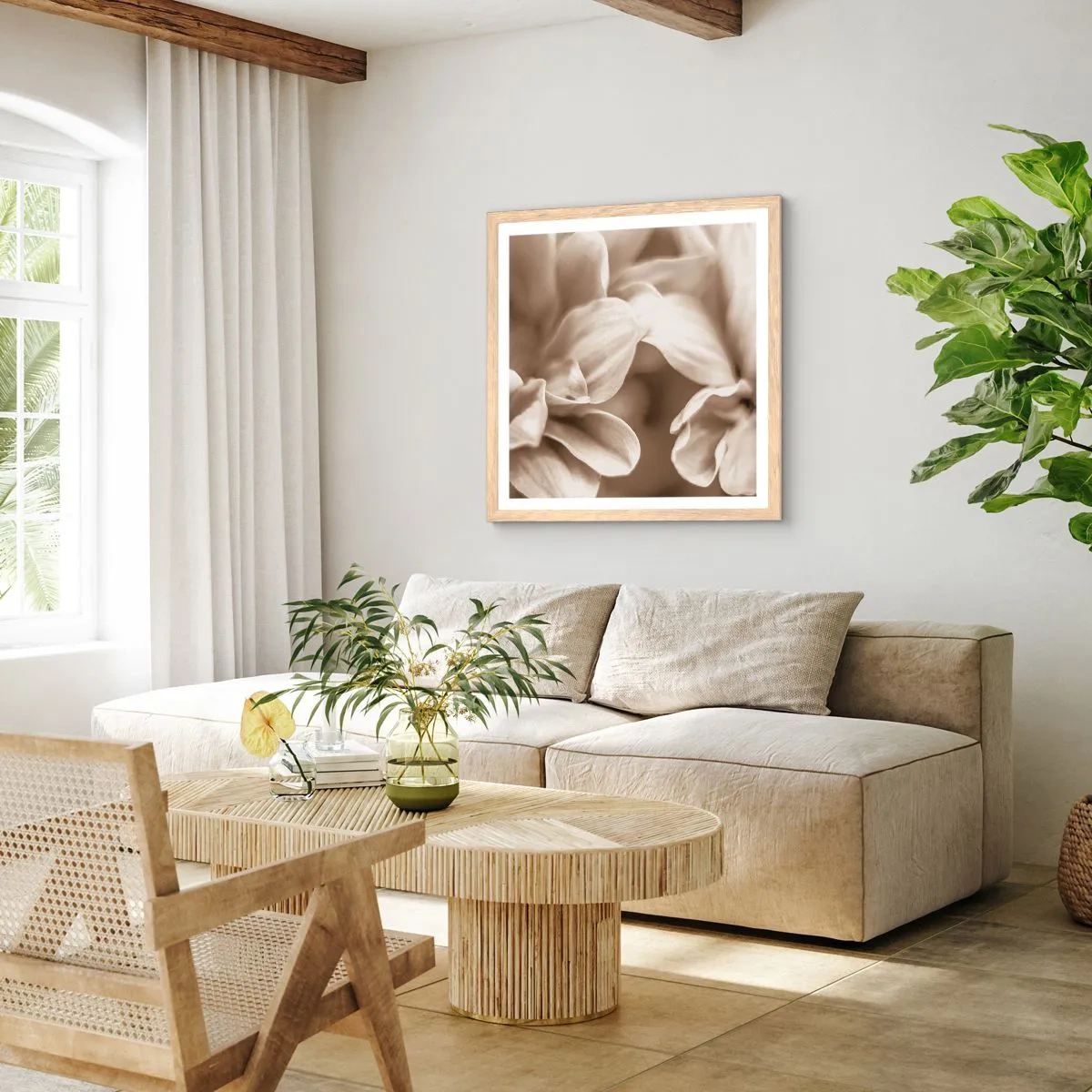 Plakát v rámu světlý dub - Něžné jako úsměv - 50x50 cm