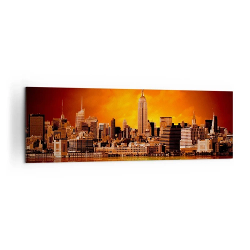 Obraz na plátně - Panorama velkoměsta ve žluté a hnědé - 160x50 cm
