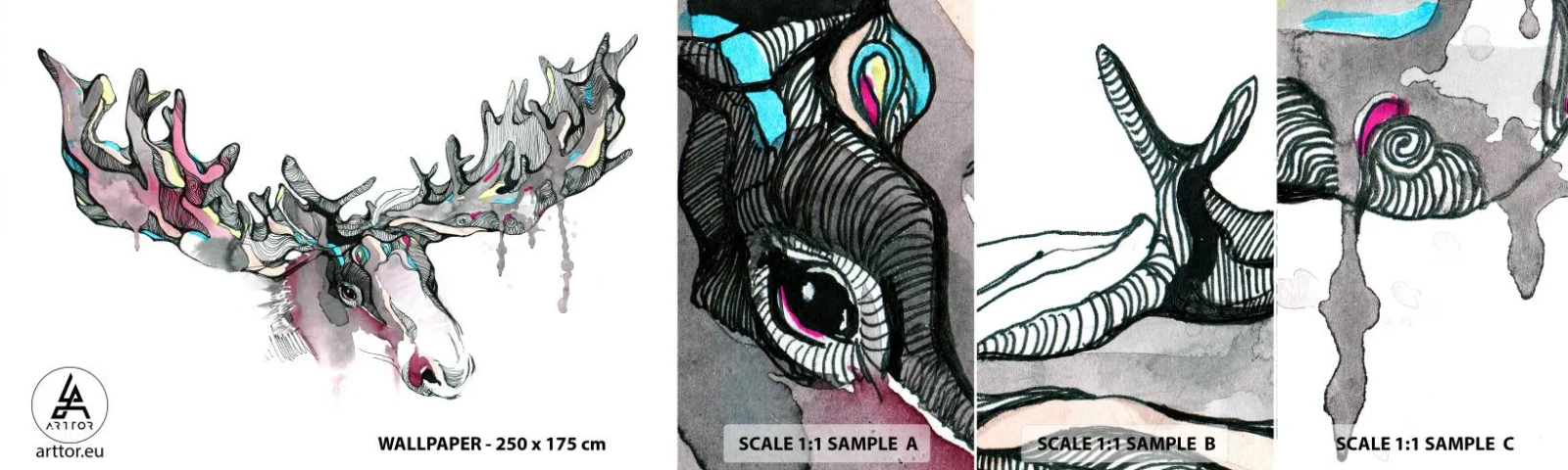 Vzor Fototapety Samolepicí Deluxe Sticker - Koruna lesního krále - Abstrakce, Los, Příroda - 100x30 cm