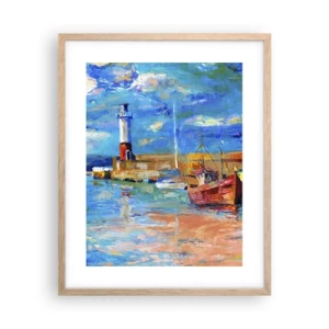 Plakát v rámu světlý dub - Odpoledne v duhové zátoce - 40x50 cm