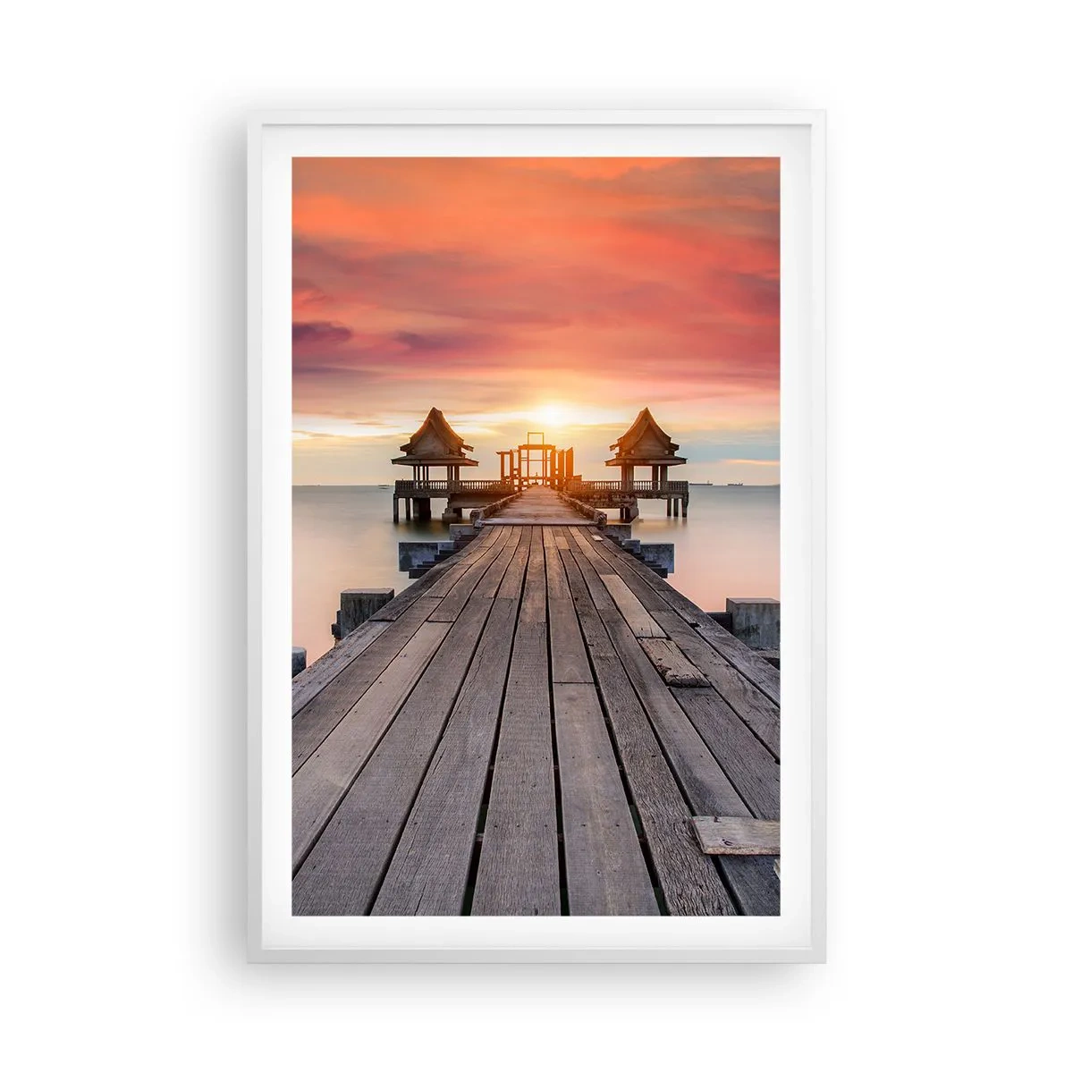 Plakát v bílém rámu - Západ na východě - 61x91 cm