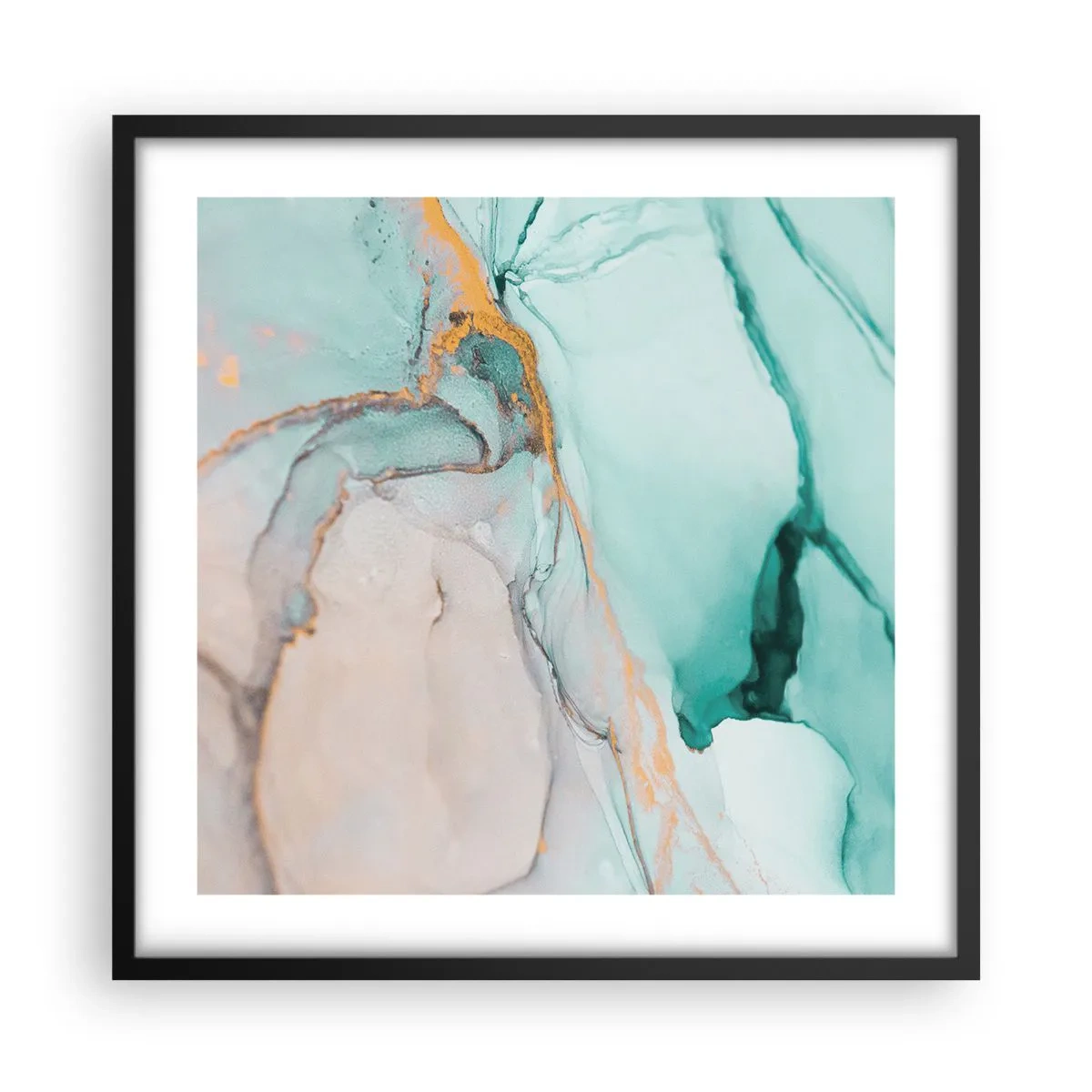 Plakát v černém rámu - Tanec tvarů a barev - 50x50 cm