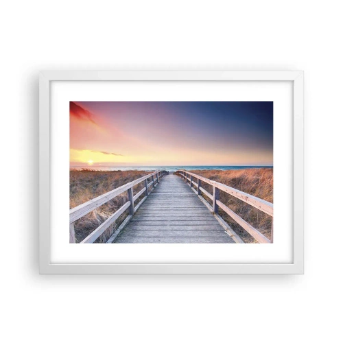 Plakát v bílém rámu - Baltská večerní polární záře - 40x30 cm