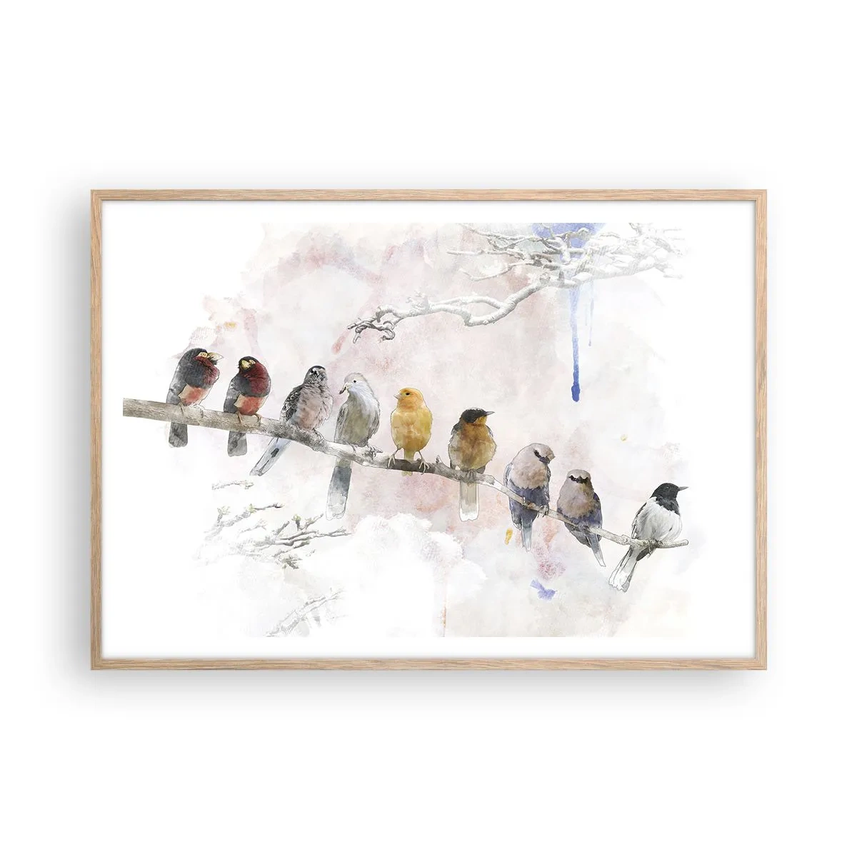 Plakát v rámu světlý dub - Okřídlené setkání - 100x70 cm