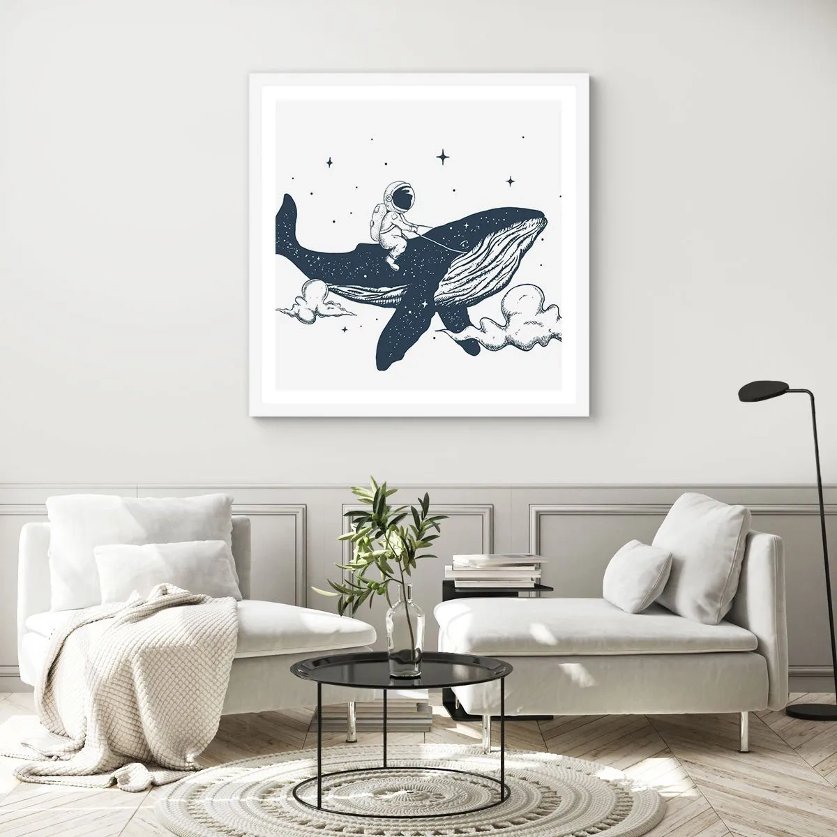 Plakát v bílém rámu - Vesmírné dobrodružství - 30x30 cm