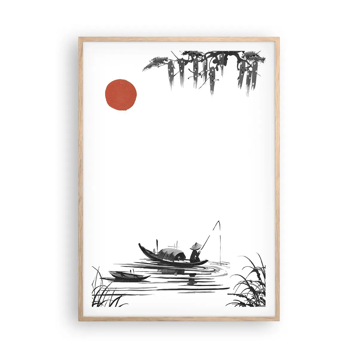 Plakát v rámu světlý dub - Asijské odpoledne - 70x100 cm