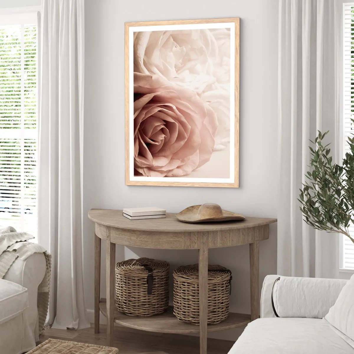 Plakát v rámu světlý dub - V srdci růže - 70x100 cm