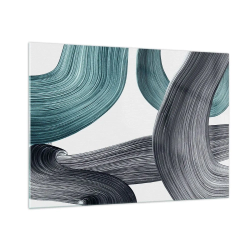 Obraz na skle - Smaragdové a černé vlny - 100x70 cm