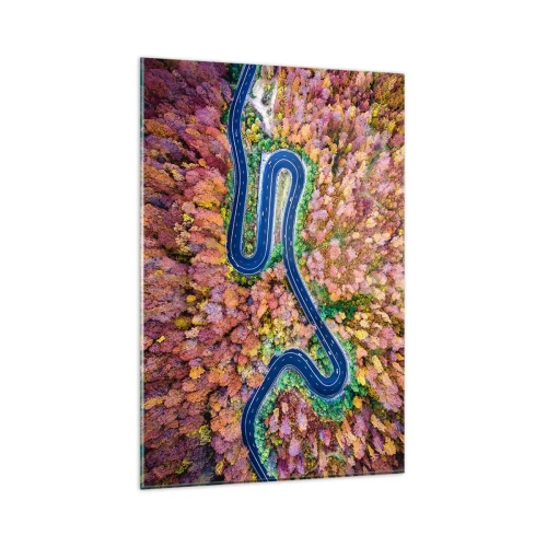 Obraz na skle - Klikatá cesta lesem - 80x120 cm