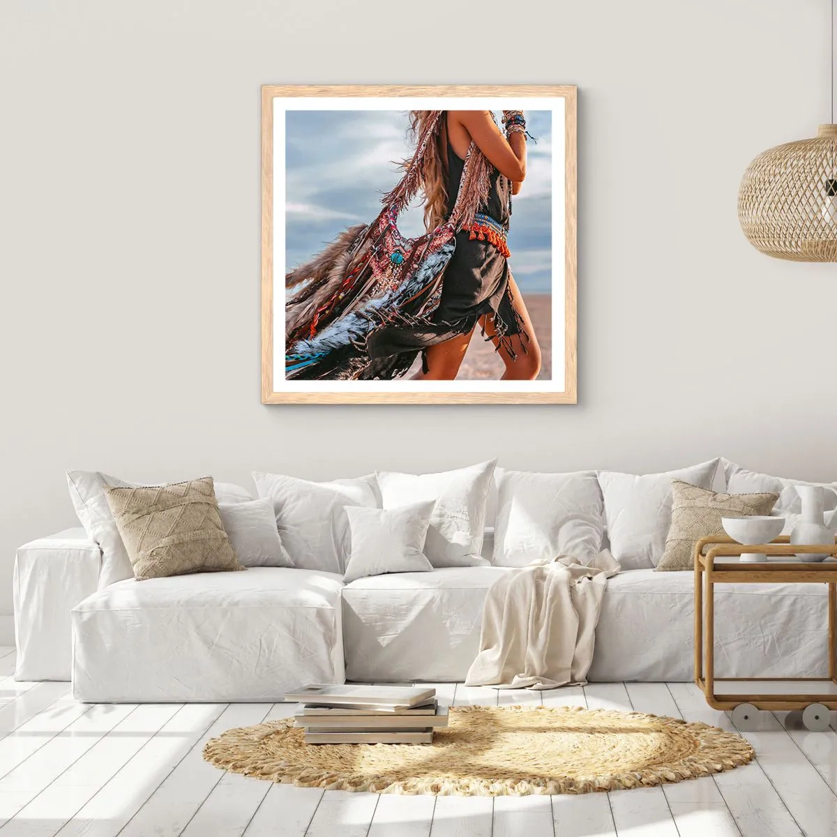Plakát v rámu světlý dub - Šamanovo děvče - 60x60 cm