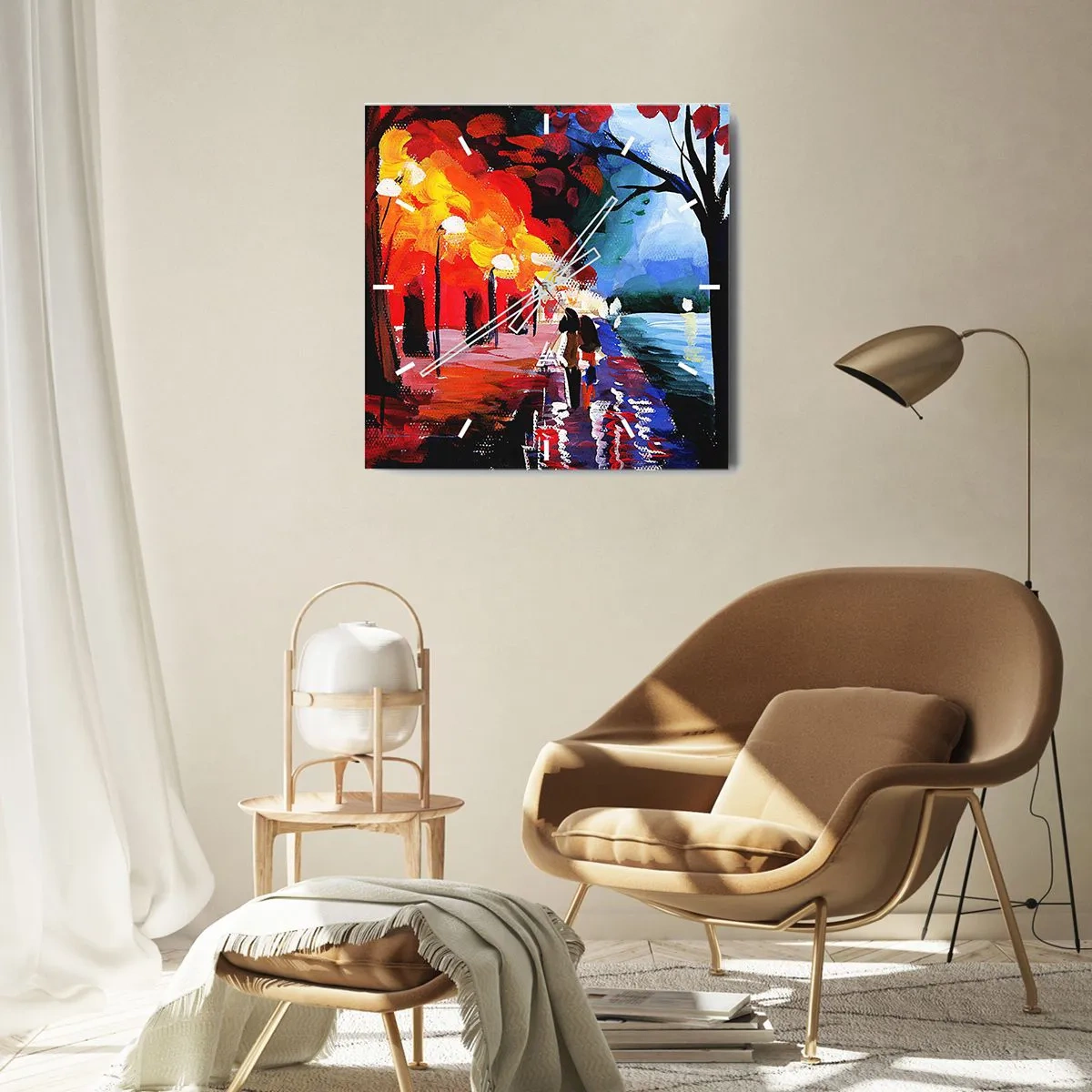 Nástěnné hodiny - Žhavý podzim v parku - 40x40 cm