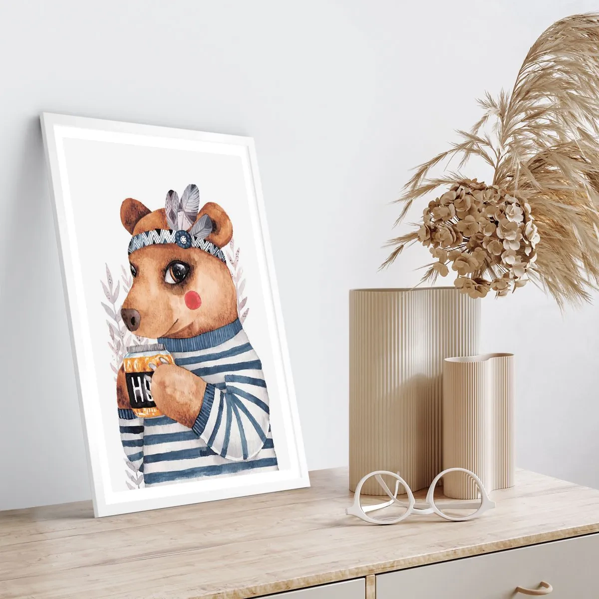 Plakát v bílém rámu - Sladký medvídek - 40x50 cm