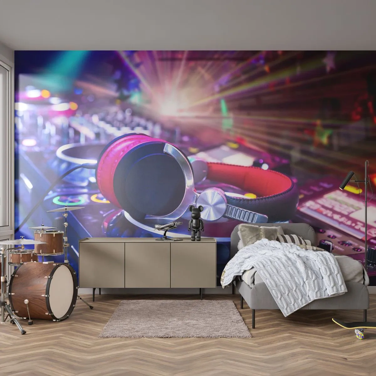 Fototapeta Samolepicí Deluxe Sticker - Bude, bude se dít - Hudba, Hudební studio, Sluchátka - 250x175 cm