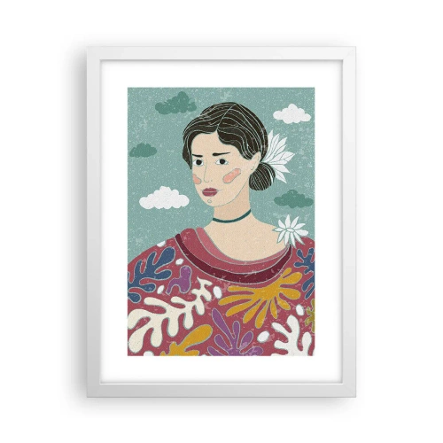 Plakát v bílém rámu - S melancholií v pohledu - 30x40 cm