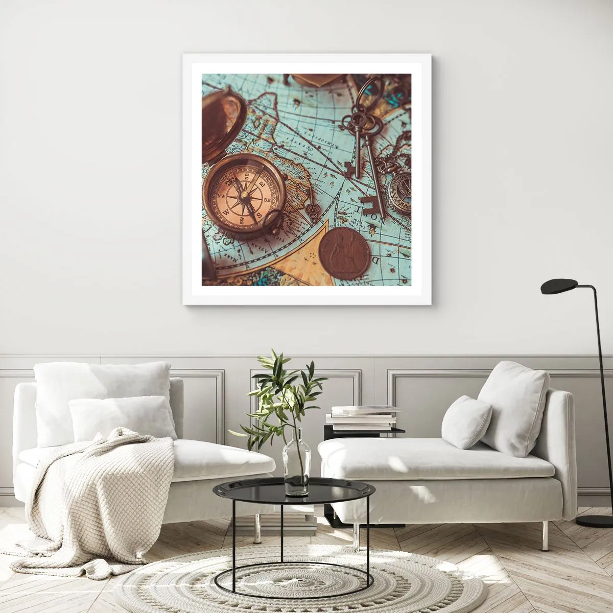 Plakát v bílém rámu - Pro dobrodruha - 60x60 cm