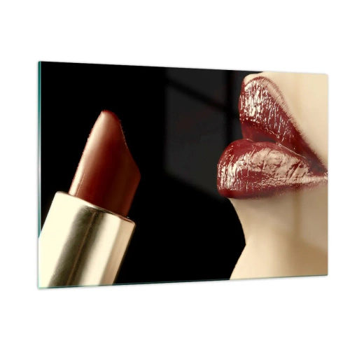 Obraz na skle - Smyslnost a lesk karmínu - 120x80 cm