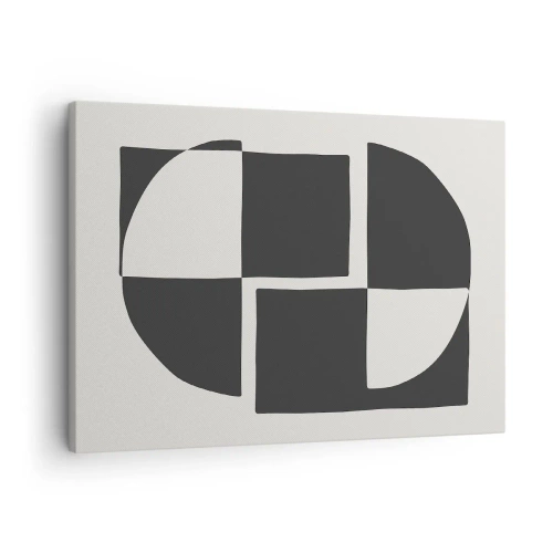 Obraz na plátně - Abstraktní geometrické tvary v černé a bílé - 70x50cm - Antitéza – syntéza - Moderní nástěnná dekorace do obývacího pokoje a ložnice ARTTOR
