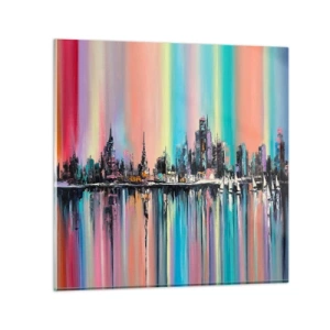 Obraz na skle - Noční proud světla - 60x60 cm