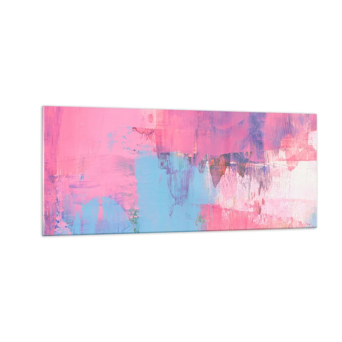 Obraz na skle - Růžová, modrá a špetka světla - 100x40 cm