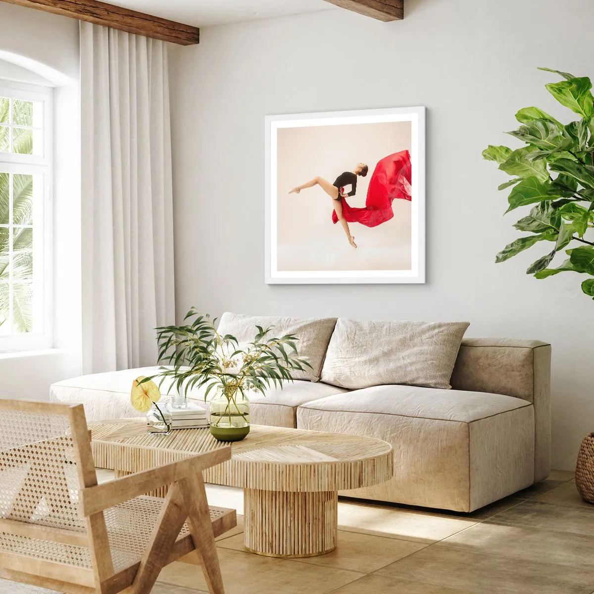 Plakát v bílém rámu - Červené a černé - 30x30 cm