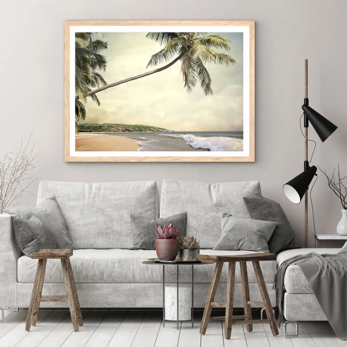 Plakát v rámu světlý dub - Tropický sen - 50x40 cm