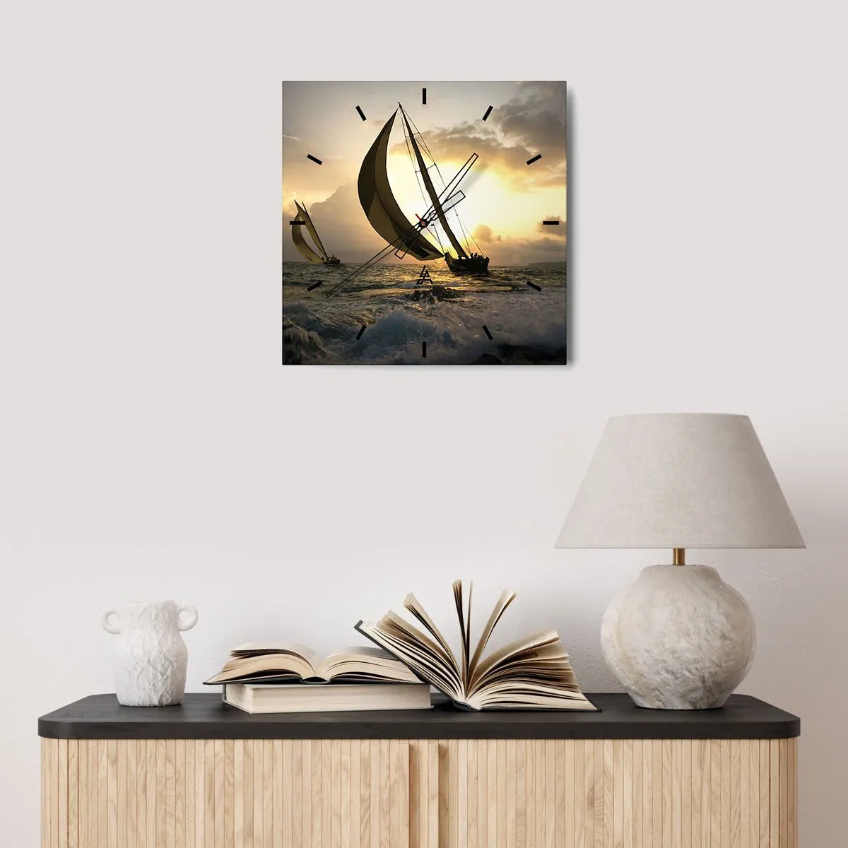 Nástěnné hodiny - S větrem a proti větru - 40x40 cm