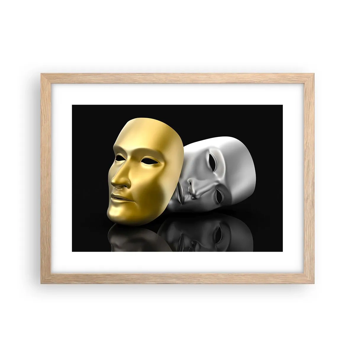 Plakát v rámu světlý dub - Život je divadlo - 40x30 cm