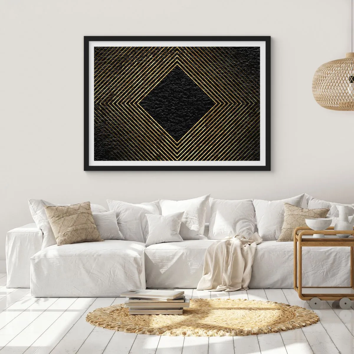 Plakát v černém rámu - Geometrie ve stylu glamour - 100x70 cm