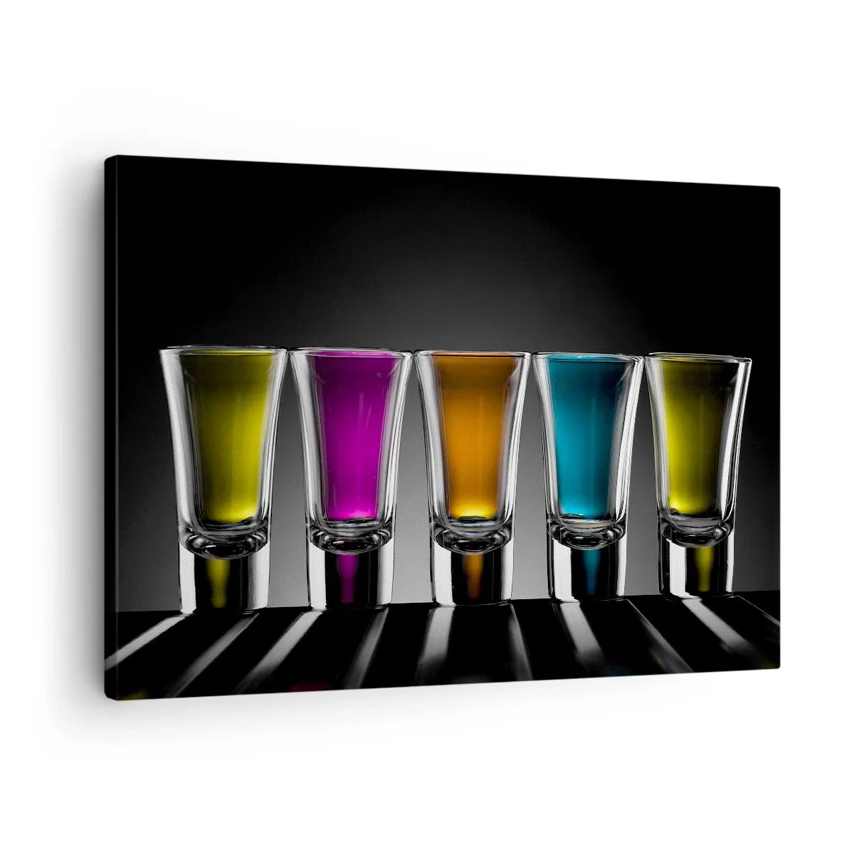 Obraz na plátně - Barevné brýle na černém pozadí - 70x50cm - Barvy radosti - Moderní nástěnná dekorace do obývacího pokoje a ložnice ARTTOR