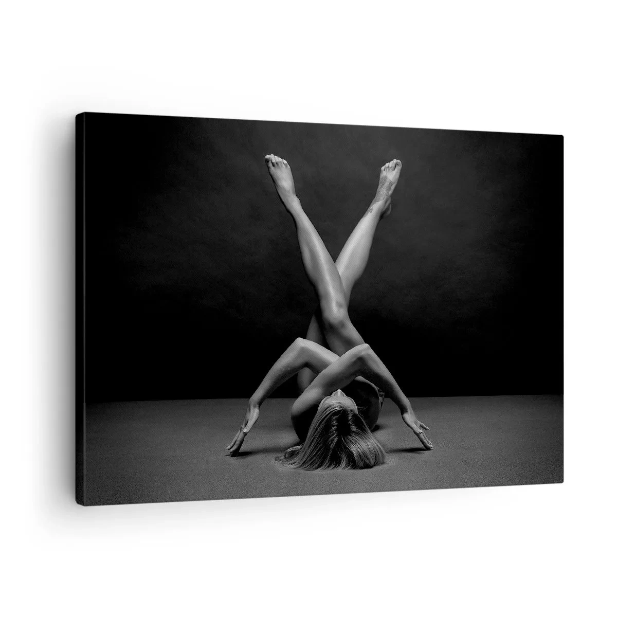 Obraz na plátně - Umělecký pohled na ženu v černé a bílé - 70x50cm - Geometrie nahoty - Moderní nástěnná dekorace do obývacího pokoje a ložnice ARTTOR