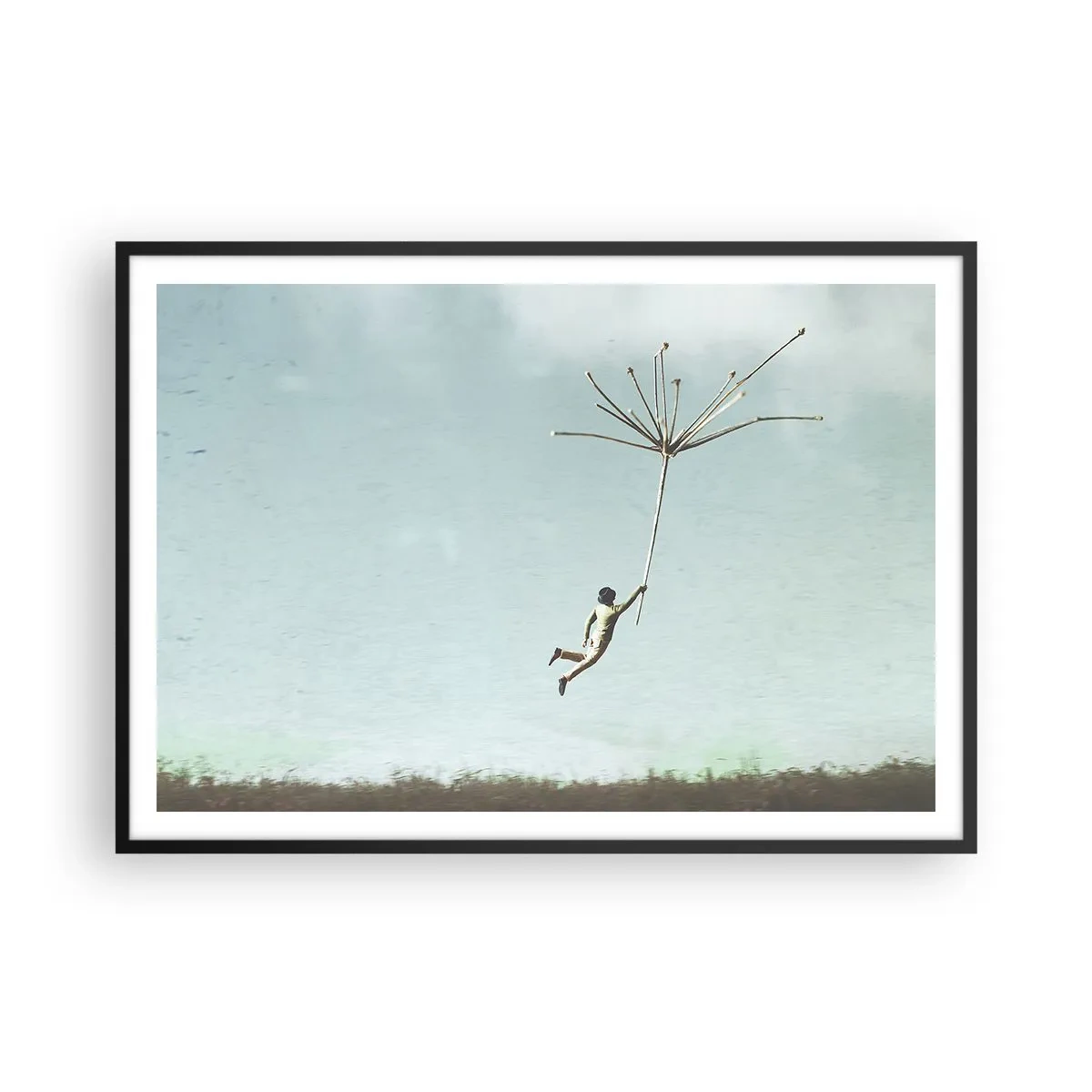 Plakát v černém rámu - Letající pampeliška - 100x70 cm