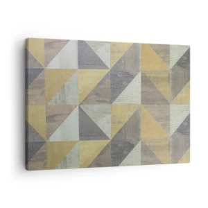 Obraz na plátně - Geometrická kompozice trojúhelníků v zemitých odstínech - 70x50cm - V úhlu trojúhelníku - Moderní nástěnná dekorace do obývacího pokoje a ložnice ARTTOR