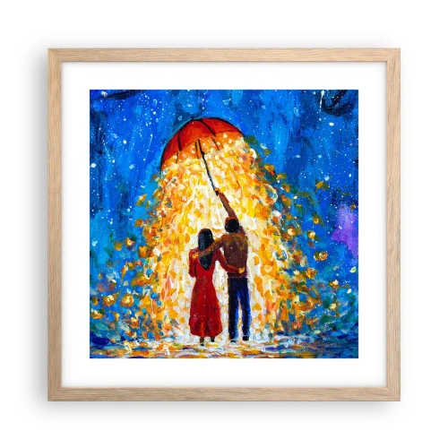 Plakát v rámu světlý dub - Magie deštivého večera? - 40x40 cm