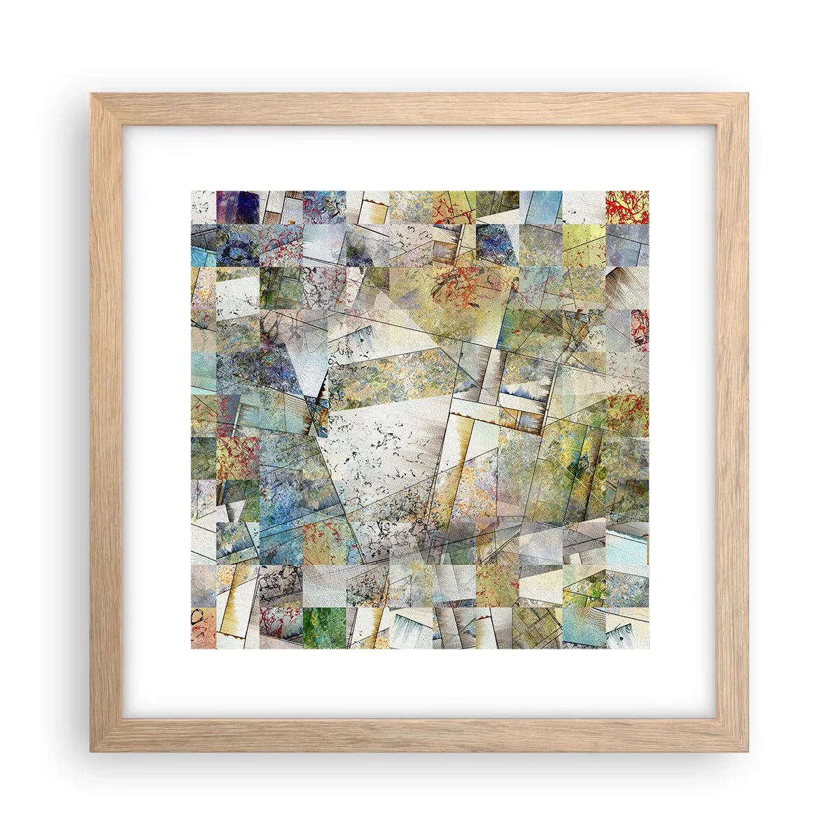 Plakát v rámu světlý dub - Geometrické přeskupení - 30x30 cm