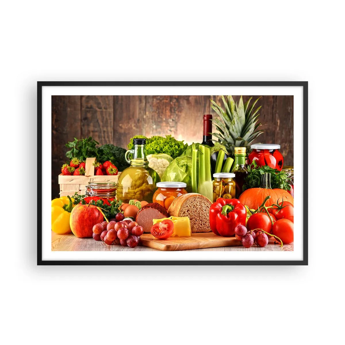 Plakát v černém rámu - Uzené, pečené, marinované - 91x61 cm