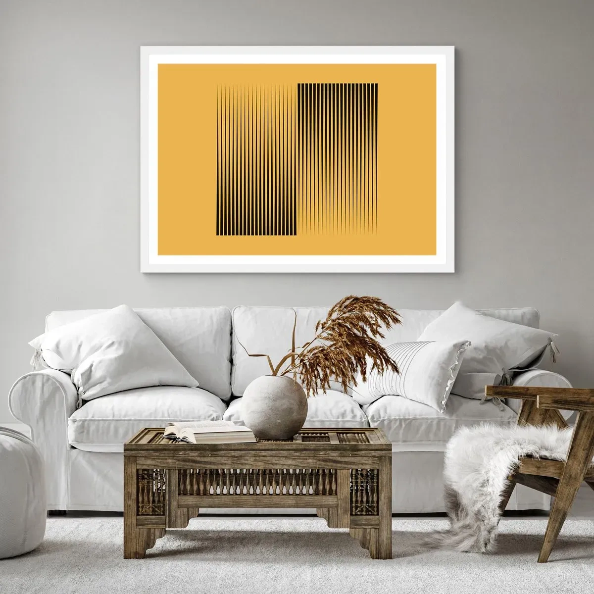 Plakát v bílém rámu - Čtverec protikladů - 70x50 cm