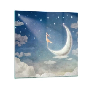 Obraz na skle - Modrá koketa - 30x30 cm