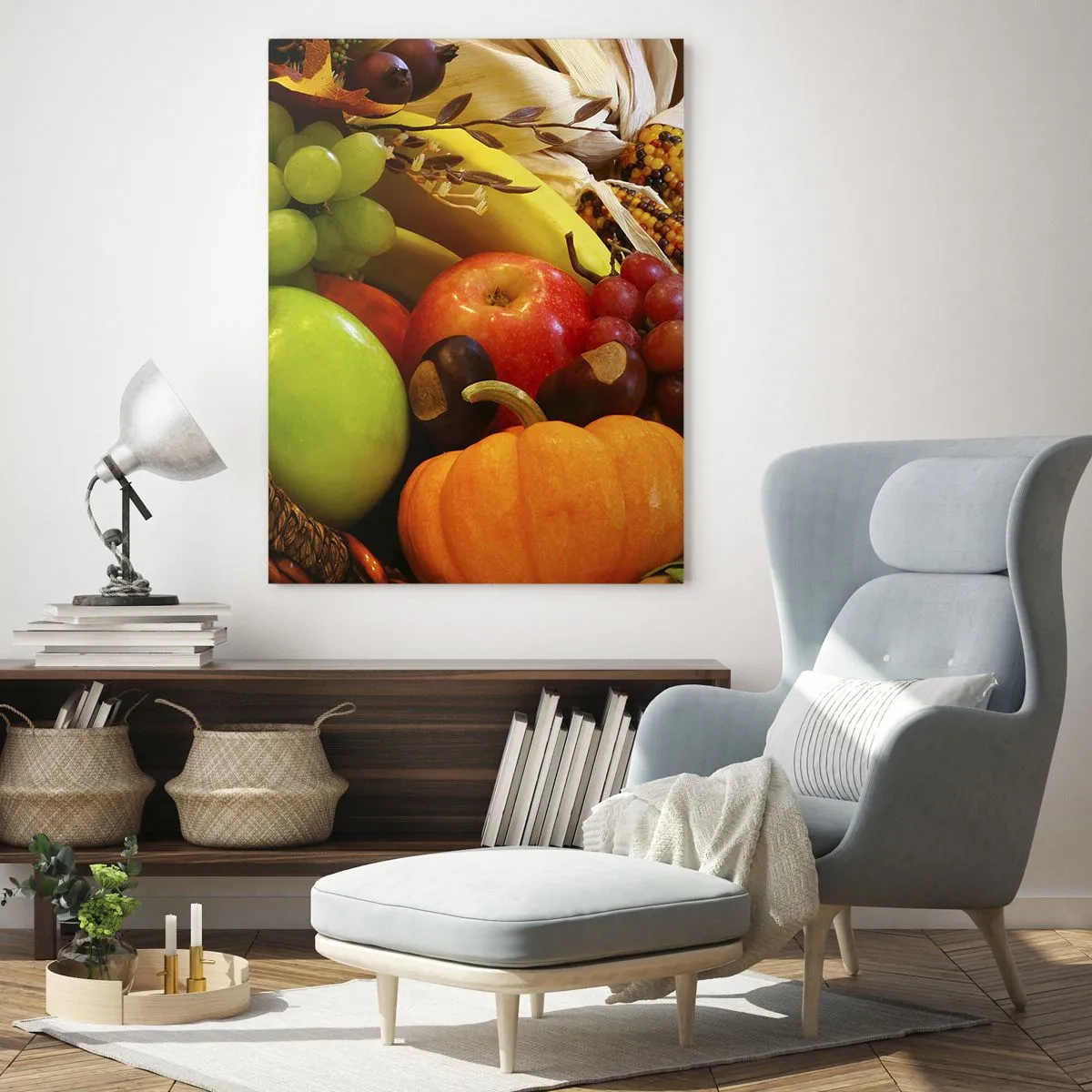 Obraz na skle - Košík úrody - 50x70 cm