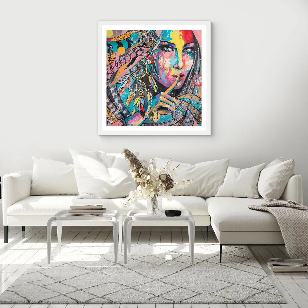 Plakát v bílém rámu - Mlč, než pochopíš - 40x40 cm