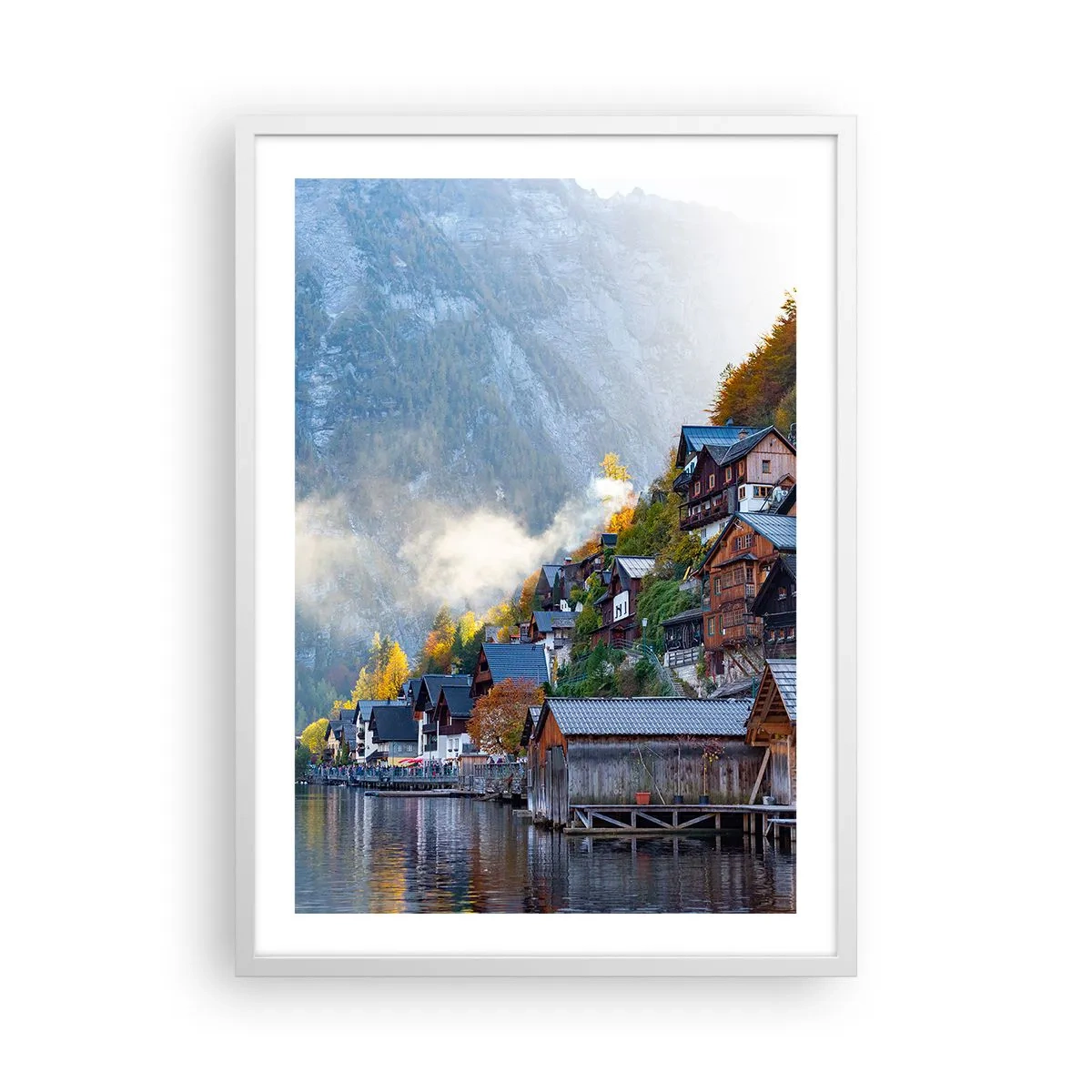 Plakát v bílém rámu - Alpská krajina - 50x70 cm