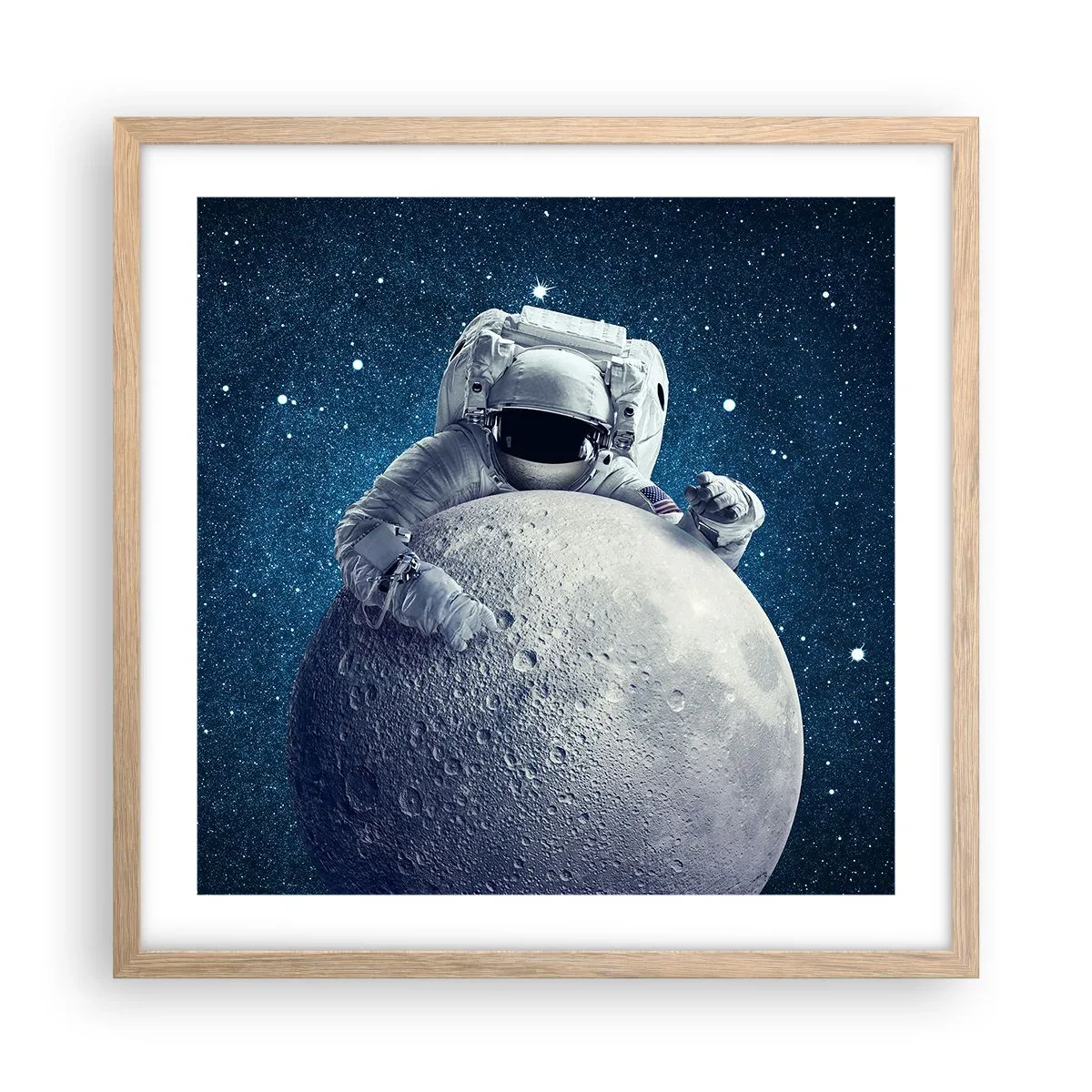 Plakát v rámu světlý dub - Vesmírný vtipálek - 50x50 cm