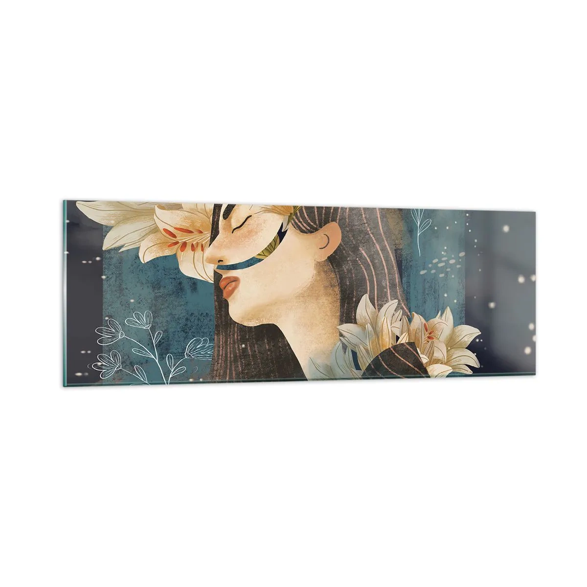 Obraz na skle - Pohádka o princezně s liliemi - 90x30 cm
