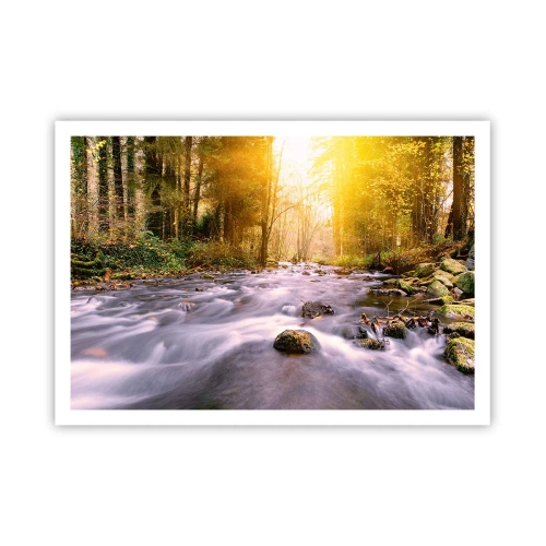 Plakát - Malachit ve stříbrně-zlaté podobě - 100x70 cm