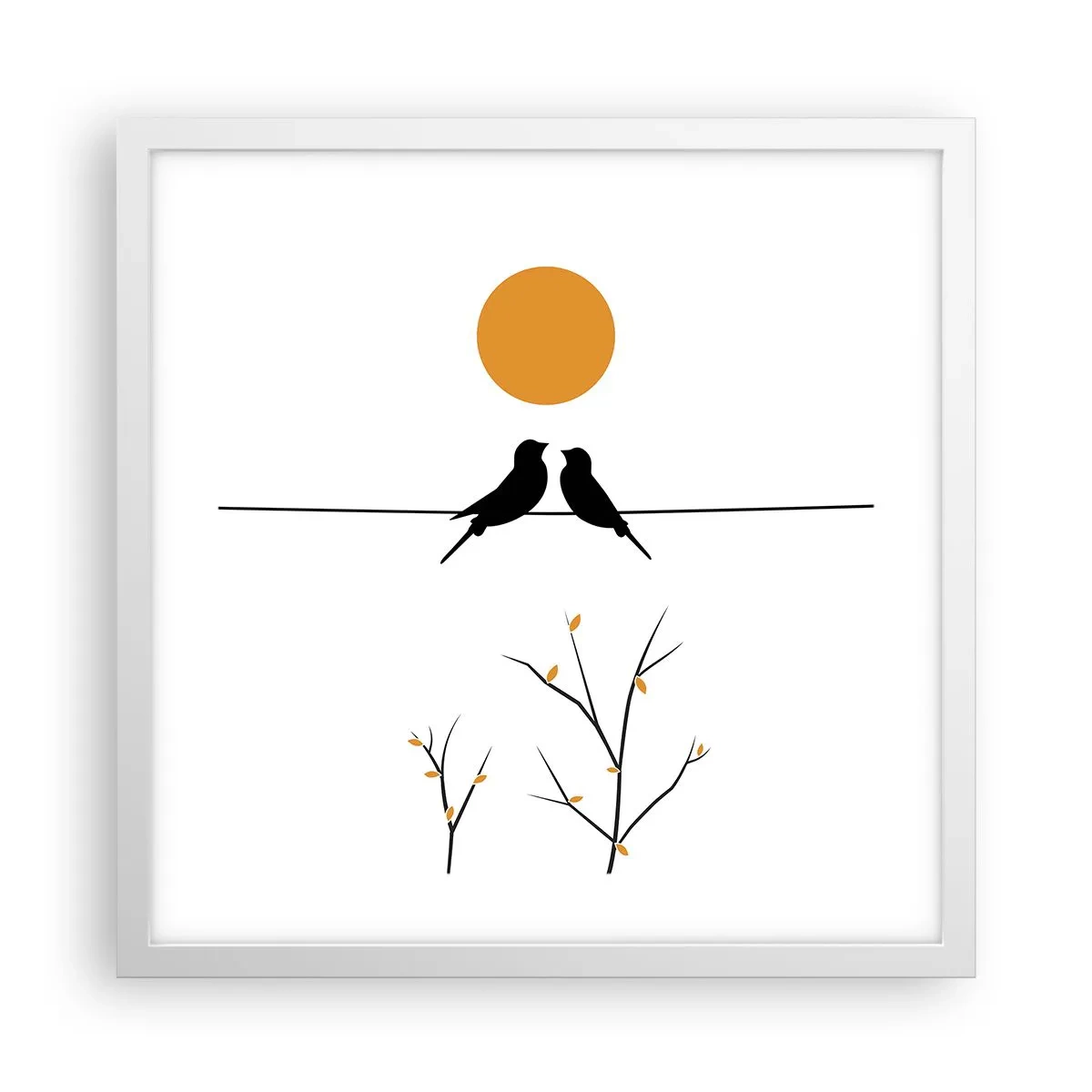 Plakát v bílém rámu - Slavíčí večer - 40x40 cm