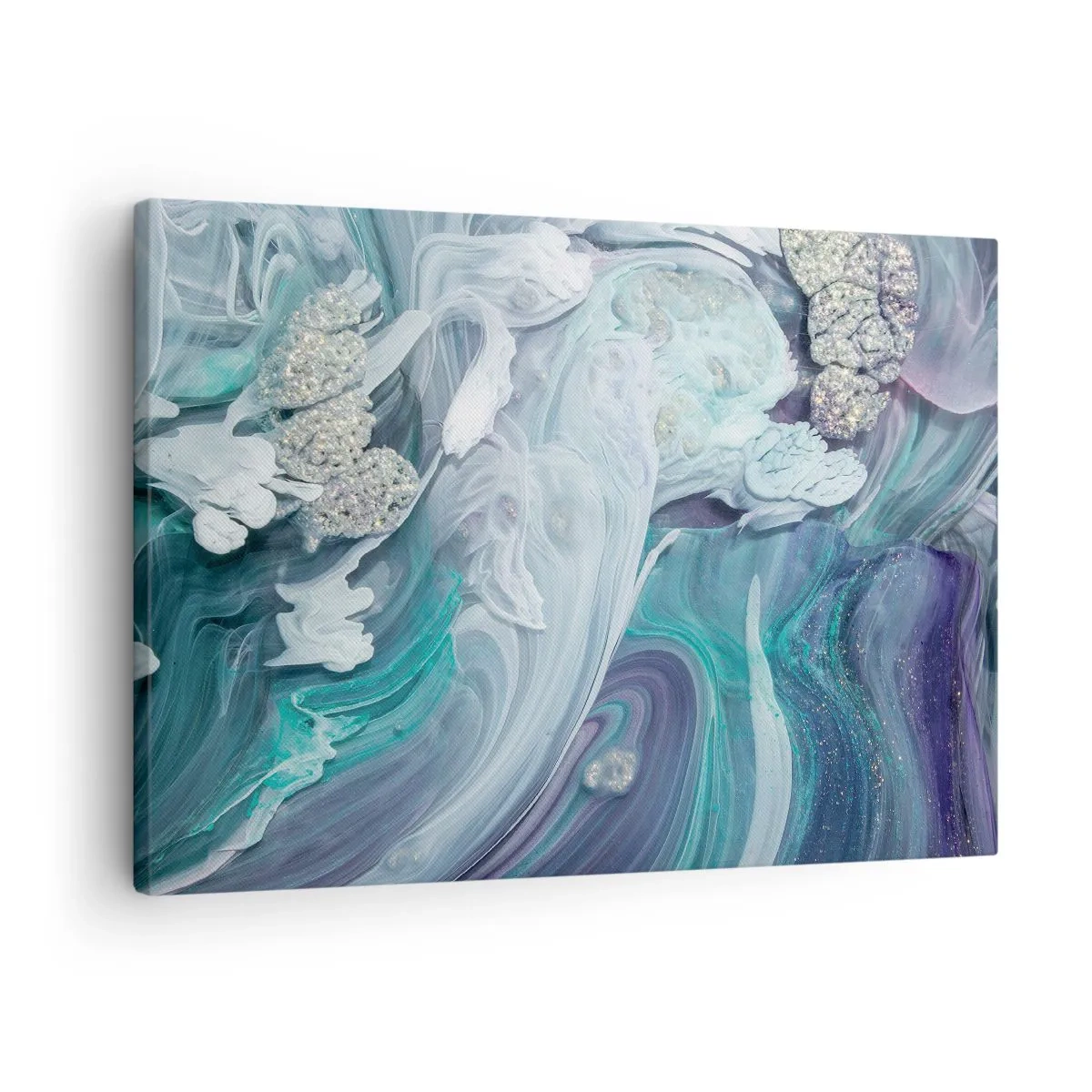Obraz na plátně - Abstraktní víry v odstínech modré a bílé - 70x50cm - Proudy modré - Moderní nástěnná dekorace do obývacího pokoje a ložnice ARTTOR