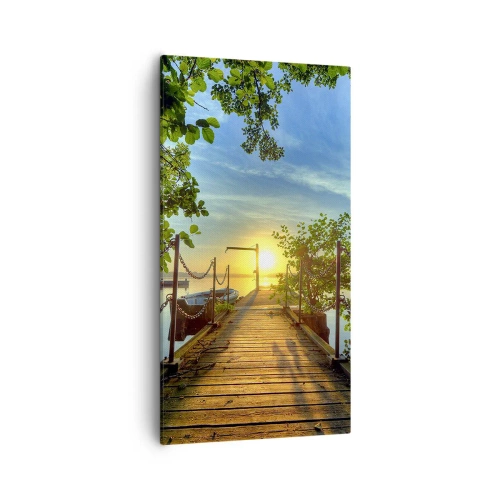 Obraz na plátně - Západ u vody - 55x100 cm